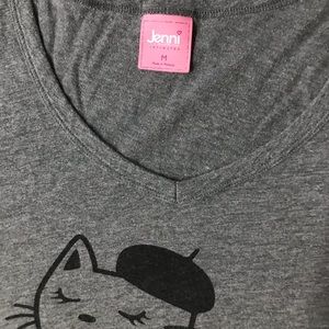 Jenni Tops - Le Meow Grey V-neck T-shirt Jenni Tops - Le Meow Grey V-neck T-shirt